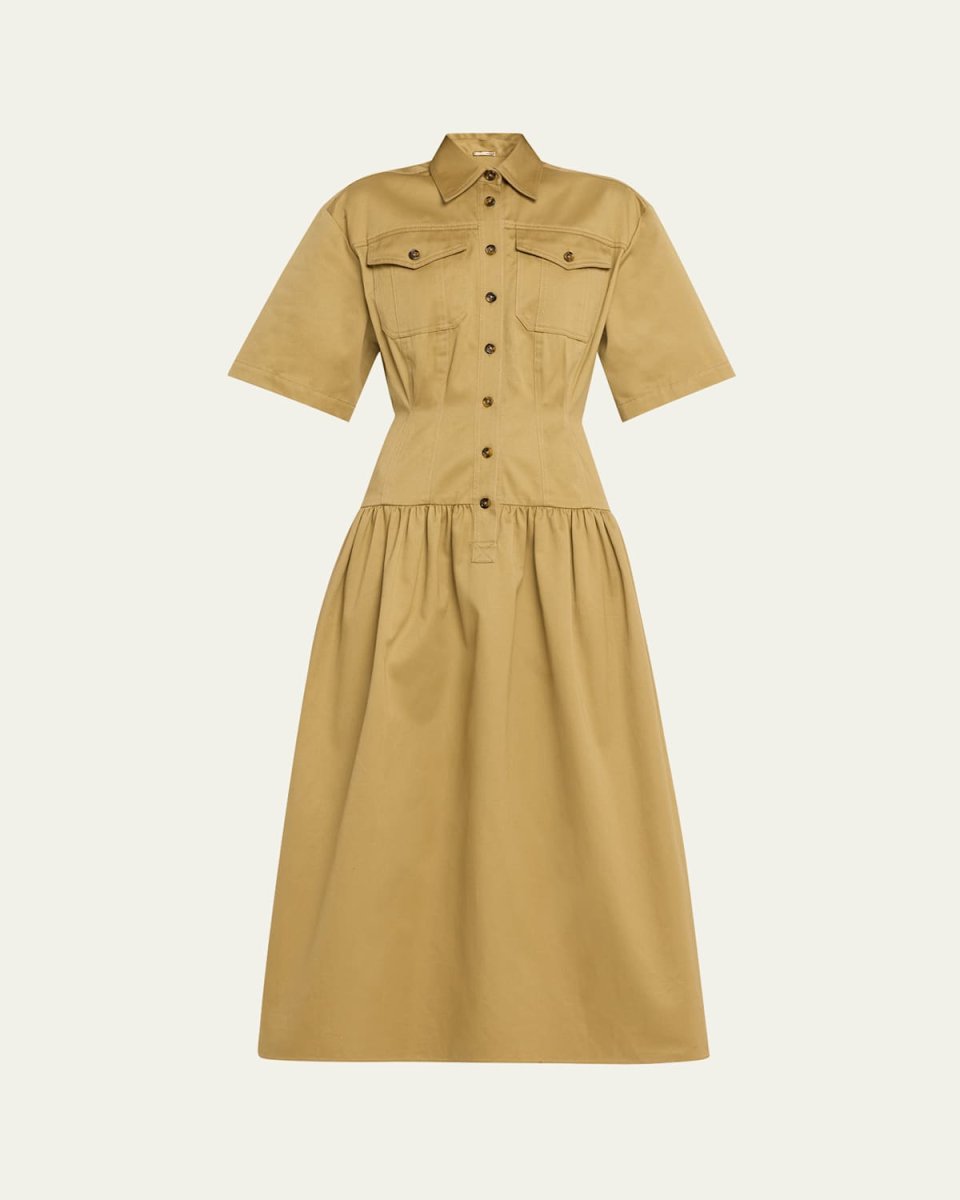 Drop Waist Skirt Cotton Twill Dress